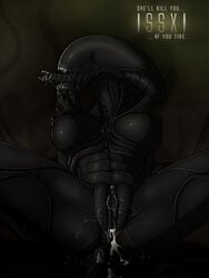 alien alien_(franchise) breasts cum female female_xenomorph feral_only netherwulf pussy pussy_juice saliva sex simple_background tongue tongue_out xenomorph