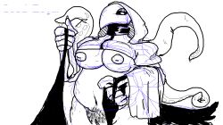 avian avian_humanoid collar female female_pubic_hair functionally_nude leash leash_pull leashed_pov looking_at_viewer plague_doctor plague_doctor_mask pubic_hair sketch slightly_chubby slightly_chubby_female tentacle