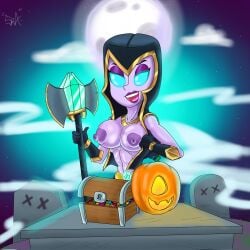 big_breasts breasts breasts_out clash_(series) clash_of_clans clash_royale clothed clothed_female clothing female female_only glowing_eyes looking_at_viewer mouth_open night_witch_(clash_of_clans) night_witch_(clash_royale) partially_clothed partially_clothed_female presenting presenting_breasts shiny shiny_skin solo solo_female sra1350 tagme