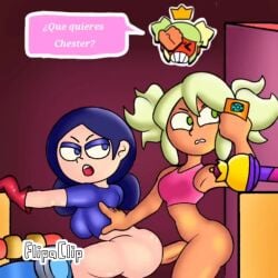 1:1 1futa 1girls 2d 3rd_party_watermark animated annoyed big_ass big_breasts black_hair black_hair_bottom blonde_hair blonde_hair_on_black_hair blonde_hair_top brawl_stars cheating chester_(brawl_stars) cucked_by_futa cuckold digital_art digital_media domination dynamike_(brawl_stars) flipaclip futa futa_on_female futanari green_eyes green_hair half-dressed hidden_sex horny_jalapeño jacky_(brawl_stars) jalapeño light_hair_on_dark_hair long_penis mandy_(brawl_stars) netorare no_sound ntr onomatopoeia phone phone_call purple_eyes red_gloves semi-clothed sex spanish_dialogue spanish_text tagme talking_on_phone talking_to_another tan_body video yellow_hair