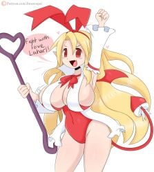 alternate_breast_size big_breasts blonde_hair breasts cleavage disgaea disgaea_1 flonne flonne_(fallen_angel) hips huge_hips jinu large_breasts leotard long_hair nippon_ichi_software sideboob thighs wide_hips