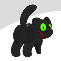 ass black_fur collar cute feline green_eyes happy looking_back luna_the_cat oc spinninswaws teasing