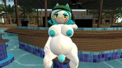 1futa 3d anthro bbw bbw_mom beach belly breasts completely_nude fat futa_only futanari glasses glitch_productions hat headphones kabalmystic karen_(smg4) naked_glasses naked_hat naked_headwear nude nude_futanari pool pregnant pregnant_futa sitting smg4