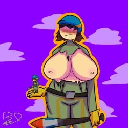 1girls artist_request big_breasts biker biker_clothes biker_girl clothing_cutout dead_ahead female no_bra no_face reference_image source_request tagme turbo_(dead_ahead)