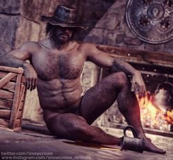 3d 3d_(artwork) 3d_model capcom hairy hairy_male indoor_nudity indoors karl_heisenberg male male_focus male_only naked naked_male no_visible_genitalia nude nude_male pubic_hair resident_evil resident_evil_8:_village solo solo_focus solo_male