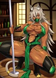 copyright_request face_mask facemask fully_clothed ghislaine_dedoldia jade_(mortal_kombat)_(cosplay) lindaroze mortal_kombat mushoku_tensei skimpy_clothes tagme