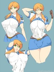 big_breasts breasts cop futanari hataraki_ari orange_hair police police_officer police_uniform policewoman tagme