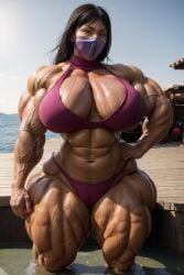 abs ai_generated biceps big_breasts bigger_female huge_breasts hyper_breasts hyper_muscles mileena mortal_kombat muscle_mommy muscles muscular_female overflowing_breasts photorealistic promptchan thick_thighs