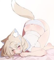 :3 animal_ears animated ass blonde_hair breasts closed_mouth dog_ears dog_girl dog_tail female fuwawa_abyssgard holoadvent hololive hololive_english hololive_english_-advent- large_breasts long_hair looking_at_viewer panties pink_eyes prab shirt simple_background smile solo striped_clothes striped_panties tail tail_wagging top-down_bottom-up underwear video virtual_youtuber white_background white_shirt