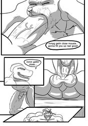 2014 anthro balls big_balls canine closed_eyes comic cum cum_on_balls cum_on_face cum_on_penis english_text erection hi_res kneeling machamp machoke male mammal mouse muscular nintendo oral penis pokemon pokemon_(species) precum rodent ryusuke573 sex sitting spa teeth text towel video_games xalex14 yaoi