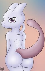 ass back_view looking_back mewtwo pokemon pokemon_(species) solo zinzoa