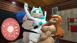 1girls 2futas 3d anthro ass bathroom bathroom_sex bbw bbw_mom belly breasts cum_in_ass cum_in_pussy double_penetration double_vaginal fat female female_only futanari glasses glitch_productions heart human_meggy impregnation kabalmystic karen_(smg4) meggy_spletzer mixed_cum_impregnation nude nude_female ovum peace_sign pussy pussy_juice sex smg4 tari_(smg4)