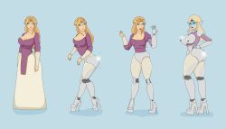 ass breasts female hair_color_change identity_death ihmakk princess_zelda robot_girl robot_humanoid robotization skin_color_change the_legend_of_zelda thighs transformation transformation_sequence