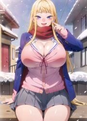 ai_generated big_breasts blonde_hair dosanko_gal_wa_namara_menkoi minami_fuyuki shounen_jump+ thick