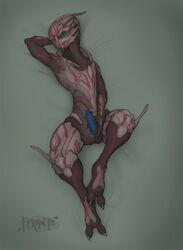 2_toes alien blue_penis feranta inviting looking_at_viewer lying male male_only markings mass_effect masturbation nude on_back penis presenting presenting_penis ramon_nemeris solo toes turian video_games