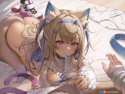 2girls animal_ears ass blonde_hair breasts dog_girl female female_pov fuwamoco fuwawa_abyssgard greatodoggo hololive hololive_english hololive_english_-advent- huge_breasts incest kemonomimi large_ass light-skinned_female light_skin long_hair mococo_abyssgard naughty_face pink_eyes pov sisters tail virtual_youtuber yuri