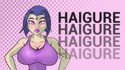 1girls alternate_breast_size dc dc_comics fascinationuniformed female female_only haigure highleg_leotard huge_breasts hypnosis raven_(dc) solo spiral_eyes teen_titans