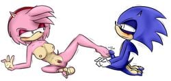 amy_rose blue_arms feet female foot_fetish footjob hedgehog male mammal nipples sonic_(series) sonic_the_hedgehog tickling_penis toe_wiggle