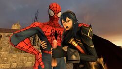 3d blue_hair cowman crossover eastern_and_western_character female fire_emblem fire_emblem_awakening garry's_mod human lucina_(fire_emblem) male marvel peter_parker spider-man spider-man_(series) straight straight_hair