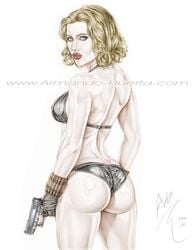 1girls actress armando_huerta ass big_ass big_breasts bikini blonde_hair breasts celebrity colored dat_ass eva_(metal_gear_solid) female female_only metal_gear metal_gear_solid scarlett_johansson solo watermark