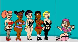 6girls ass big_ass big_breasts big_hips big_penis breasts esther_(family_guy) family_guy glory_hole lingerie maxtlat meg_griffin patty_patterson penis ruth_cochamer