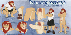 anthro ass balls body_hair clothing erection feline fur humanoid_penis kenneth_mcleod lion male mammal model_sheet nude penis pubes rudderg33k spelunker_sal uncut