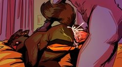 2boys anal anthro anus ass_up clothing cum cum_inside duo forced gay guardians_of_the_galaxy hair interspecies male male_only mammal marvel orange_underwear penetration pinned_down protheorem pubic_hair rocket_raccoon sex underwear yaoi