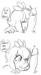 2015 camerupt character_request comic cute doodle erection fellatio female licking_penis male monochrome nintendo oral penis penis_awe pokemon sketch tingtongten