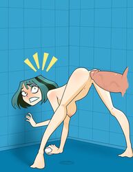 1girls breasts color disembodied_penis female green_hair gwen_(tdi) imminent_rape nipples nude penis rodjim short_hair shower soap solo_focus total_drama_island uncensored underboob unseen_male_face