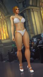 2019 blizzard_entertainment blonde_hair eastern_kingdoms eastern_plaguelands high_heels human human_(world_of_warcraft) human_paladin orange_eyes paladin_(warcraft) ponytail sanctum_of_light short_hair tektah underwear warcraft white_bra white_panties white_underwear world_of_warcraft