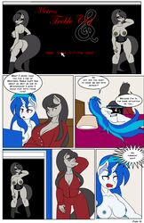 2girls anthro anthrofied areola bed big_breasts blue_hair breasts cleavage clothed clothing comic corset dekomaru dialogue duo earth_pony english_text equine female friendship_is_magic fur grey_fur grey_hair hair horn horse legwear mammal mask mostly_nude my_little_pony navel nipples nude octavia_melody page_12 page_number pillow pony pussy stockings straight_hair text thehotroom unicorn vinyl_scratch vinyl_scratch_(mlp) voluptuous white_fur yuri