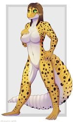 big_tail breasts connie_birchenough dreadlocks featureless_breasts female hi_res leopard_gecko lizard navel nude pinup pose pussy reptile scalie solo zazush-una