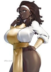 1girls 2021 african african_female bottomless breasts clothing country_inc_(yuric_inc) dark-skinned_female dark_skin digital_media_(artwork) ethiopia_(yuric_inc) looking_at_viewer lulu-chan92 smile watermark yuric_inc