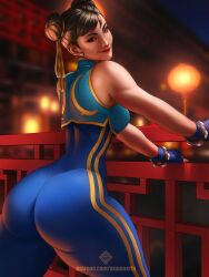 1girls asian asian_female ass azuma_yasuo azumaarts big_ass big_breasts breasts brown_hair capcom chun-li chun-li_(fortnite) fat_ass female fortnite hair_buns light-skinned_female light_skin mature_female milf nail_polish seductive smile street_fighter street_fighter_alpha thick_thighs wide_hips