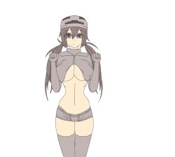 animated ayumi_(mob_talker) clothing dancing gloves grey_eyes grey_hair hat jacket long_gloves long_hair minecraft mob_talker nervous open_clothes revealing_clothes shorts silver_eyes silver_hair skeleton_(minecraft) stockings surprised thighhighs twintails