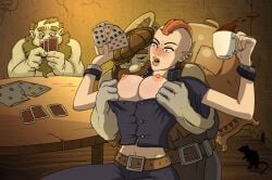 1female 2males gambling tits_out witch_hunter_trainer