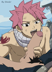 2boys abs burankoprn fairy_tail fellatio gay licking male male_only multiple_boys muscle muscles natsu_dragneel oral pecs penis sheik! uncensored yaoi