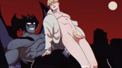 2boys akira_fudou animated animated belly_bulge blush demon demon_boy devilman devilman_crybaby erect_penis fullbodycollapsed fullycollapsed1 humanoid humanoid_on_anthro looking_back male/male male_only open_shirt penetration pubic_hair ryo_asuka wings yaoi