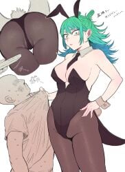 ass bunnysuit female from_below green_hair jujutsu_kaisen kashimo_hajime looking_at_viewer rule_63 thick_thighs wide_hips