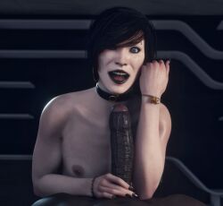 3d big_penis black_lipstick blender choker dark-skinned_male drag_queen forearm_cock gay goth goth_boy huge_penis interracial penis penis_awe roriori uncensored white_skin yaoi