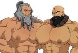 bara barbarian_(diablo) beard big_pecs diablo ducka-98 facial_hair male male_only monk_(diablo) muscles muscular nude