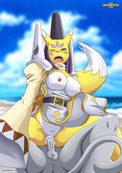 areola bbmbbf beach belt big_breasts blush breasts canine clitoris clothes cloud cum cum_in_pussy cum_inside digihentai digimon digimon_tamers erect_nipples exhibitionism female fox hi_res loincloth male mammal metaletemon moaning moaning_in_pleasure nipples one_eye_closed palcomix palcomix_vip penetration public pussy sea seaside sky straight taomon vaginal_penetration water wave