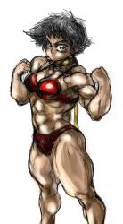 1girls abs bra capcom female flexing headband hey_(bluebell) makoto_(street_fighter) muscular muscular_female short_hair street_fighter street_fighter_iii street_fighter_iii:_3rd_strike street_fighter_iii_(series) underwear