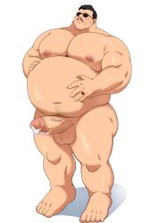 balls bara boner cheng_sinzan ducka-98 erection facial_hair fatal_fury glasses male male_focus male_only moustache muscles muscular nude overweight penis snk solo solo_male sunglasses