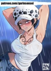 angry_expression armpits big_breasts female female_only gurinsensei one_piece rule_63 short_hair trafalgar_law trafalgar_law_(female)