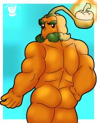 1boy ass_focus back back_view bara big_butt big_muscles cocokun! gay male male_only muscular_male orange_body plantie plants_vs_zombies