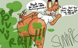 1anthro affront_to_nature anthro ass bobcat brappycatty bubsy bubsy_(series) bubsy_bobcat fart furry male_fart male_only sunniefunnie