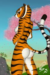 anthro ass breasts bubble_butt dragonczech dreamworks female from_behind fur kung_fu_panda master_tigress nude posing sideboob tail tigress