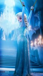 1girls 3d bdsm bondage disney disney_princess elsa_(frozen) fireboxstudio frozen_(film) skinny slim tied_up white_hair