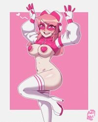 ass athletic athletic_female big_breasts bottomless breasts bubble_butt bullsnart busty cartoon_network crop_top female female_focus female_only heart-shaped_pupils hourglass_figure long_hair makeup miss_heed_(villainous) pasties pink_eyes pink_hair tagme thigh_boots villainous wide_hips